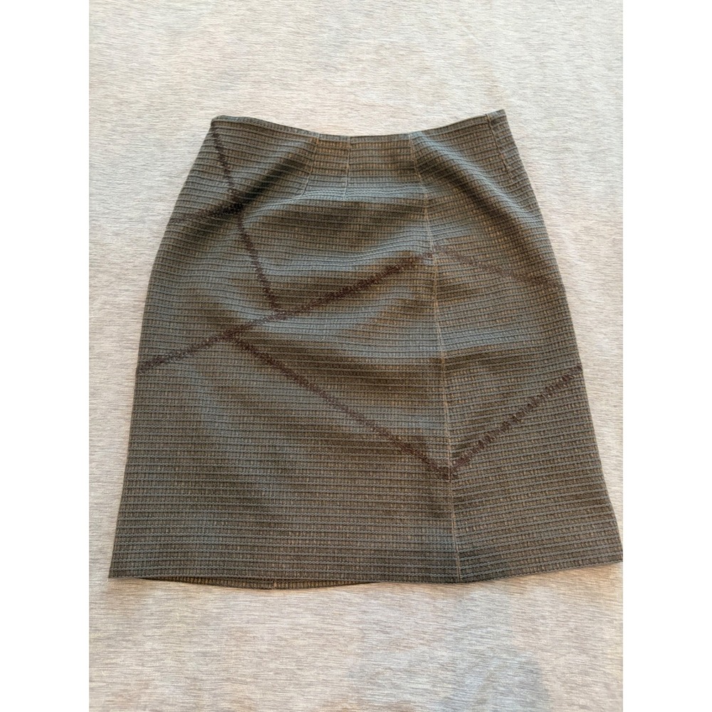 Worth New York Women Olive Green Geometric Textured Pencil Skirt Size 10